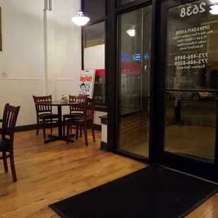 the entrance to the restaurant