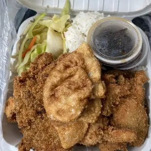 Combo 3 katsu, meat Jun and mandoo. Came with Kimchee on the side.