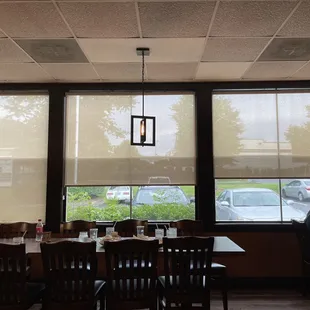 The view looking out into the parking lot.