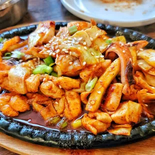 Spicy chicken and squid