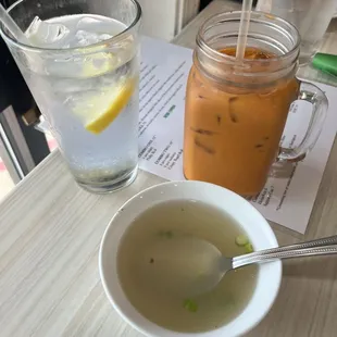 Thai Tea and complimentary soup