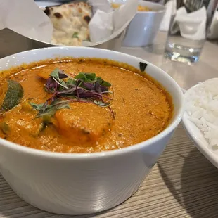 a bowl of curry and rice