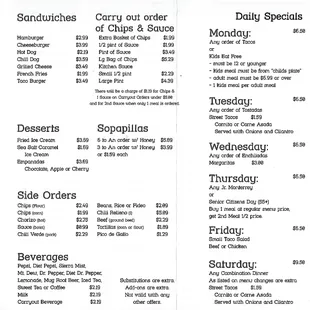 menu