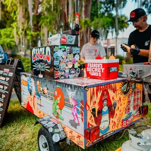 a cart of hot dogs