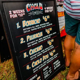 a menu for the day