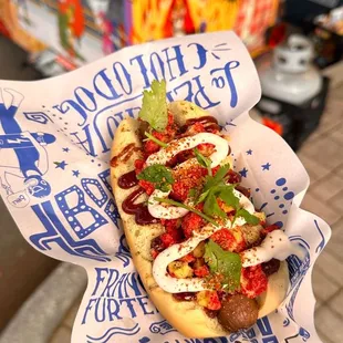 Franco finisher with flaming hot Cheetos and cilantro