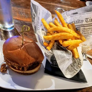 BBQ Smoked Chicken Sandwich with Fries at Chomp