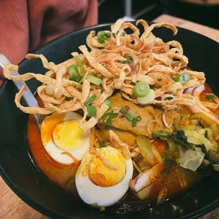Khao Soi - northern Thai style egg noodles in curry broth