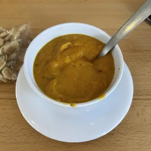 Pumpkin Apple Bacon soup. If they have it, GET IT!!