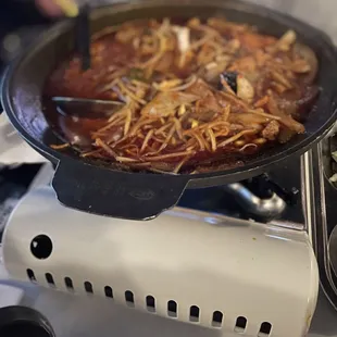 Spicy seafood soup and Grilled pork bbq.