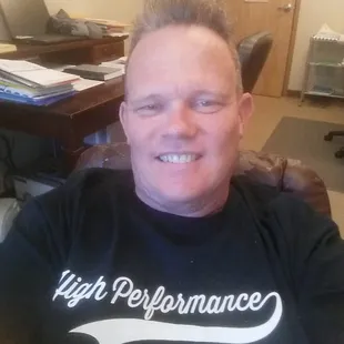 a man sitting in an office chair