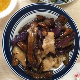 Fish Fillet and Eggplant with Garlic Sauce