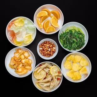 a variety of food in bowls