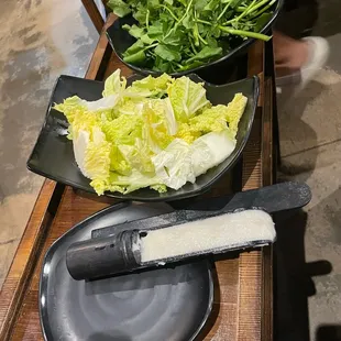 Sides , cabbages, shrimp paste , watercress, meat, fish balls