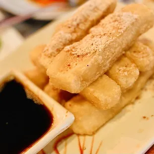 E5. Fried Rice Cake with Brown Sugar Syrup-