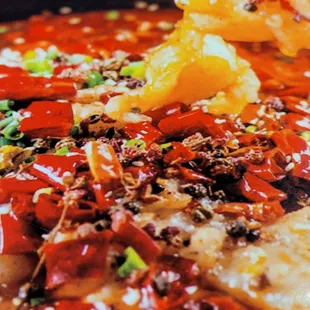 a closeup of a bowl of soup