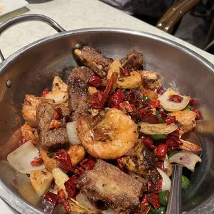Pork and shrimp dry pot
