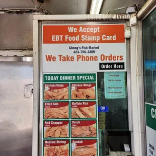 He takes orders over the phone for pick-up