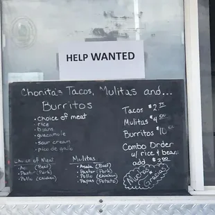 a menu in a window