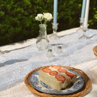 Strawberry Sando on a picnic setup