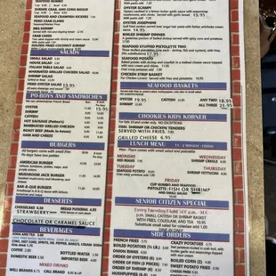 Current menu as of May 2022