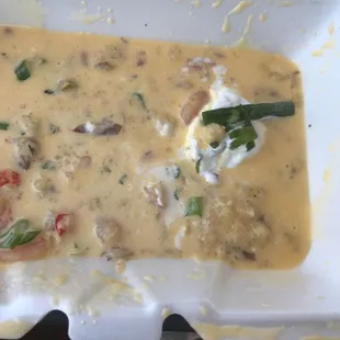 The total crazies with cheese and crawfish tails