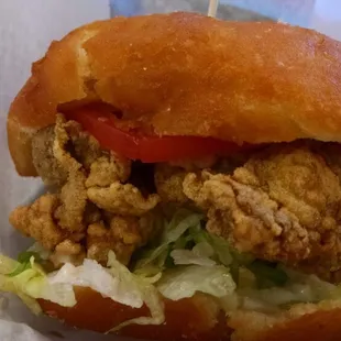 Fried Oyster stuffed Pistolet.....like a mini poboy, amazing.  Friday special! gotta get one!