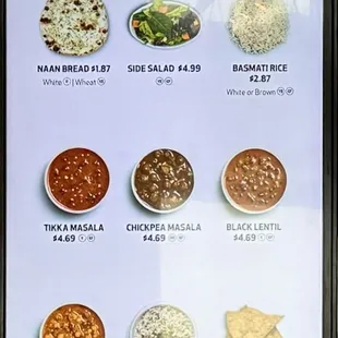 Menu board up close: Sides. So many options... so little stomach space.