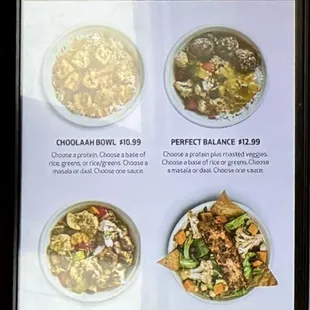 Menu board up close: Yummy Bowls.