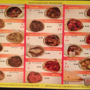 a menu for a mexican restaurant