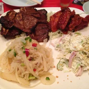 Tripe, kalbi, chk wings, and Mexican salad! $30
