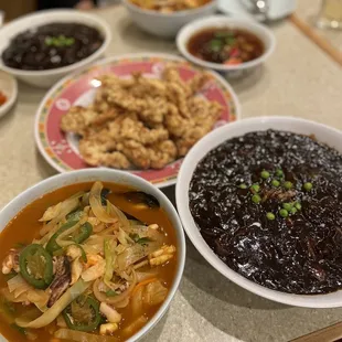 bowls of food on a table