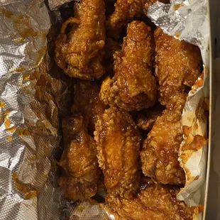 Garlic Chicken wings. This is a closeup- looks way bigger than it actually is.