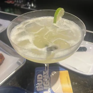 Tequila with pineapple  and fresh squeezed lime juice.