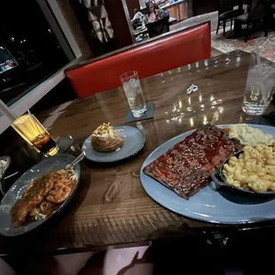 two plates of food on a table