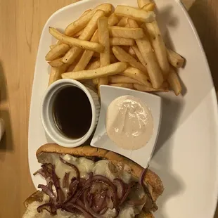 French Dip Friday!! Delicious lunch special! 12 bucks and it comes with iced tea! Amazing!!