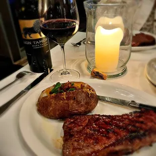 NY Strip with baked potato side