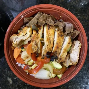chop chop chicken and vegetables in a bowl