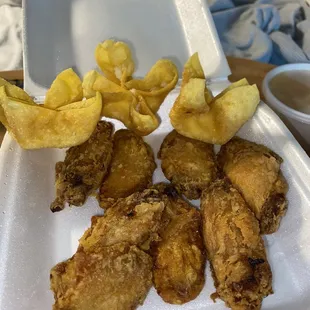 Wings and crab rangoon