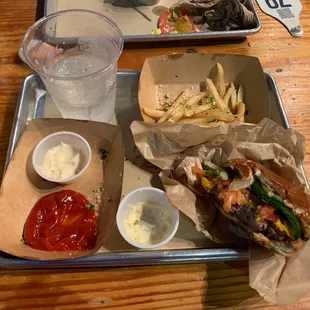 Bacon Cheeseburger with lemon aïoli  with Truffle Parmesan Fries