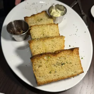 Focaccia with olive tapenade and garlic butter
