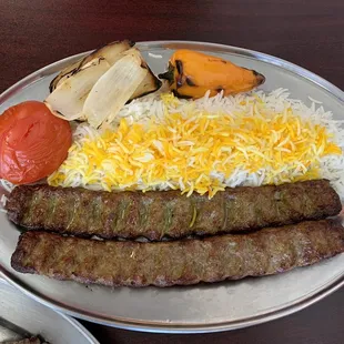 Ground lamb kabob rice dish. Kabob was good.