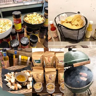 a variety of food items on a table