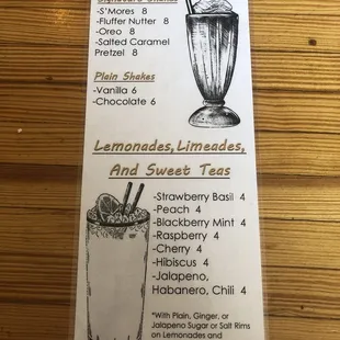 Drink menu