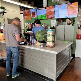 Front entry, ordering counter. Food quality transcends typical self-order dining.