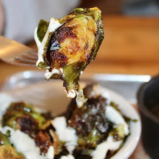 For a side we had the Crispy Brussels Sprouts made with Nuoc Cham &amp; Ginger Dill Yogurt.