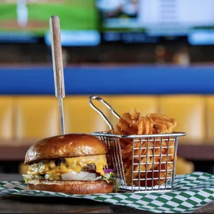 a burger and fries