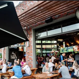 people eating outside