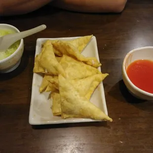 Egg drop soup. Crab Rangoon