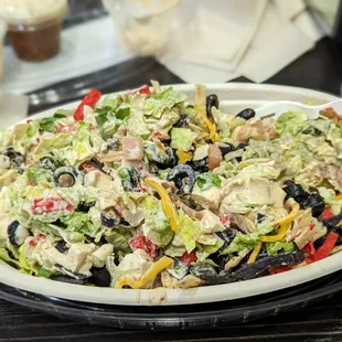 a salad in a bowl on a table